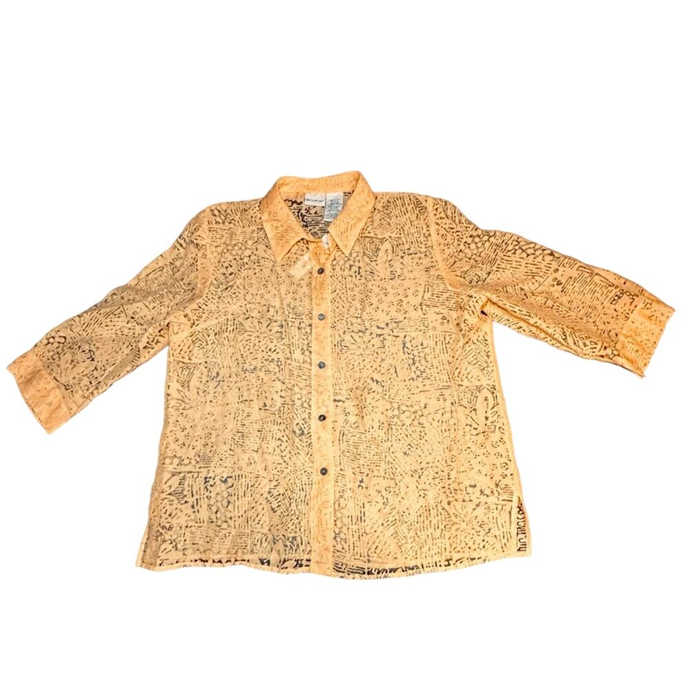 White Stag ‎ Yellow  Vintage Lace Top XL (16-18)